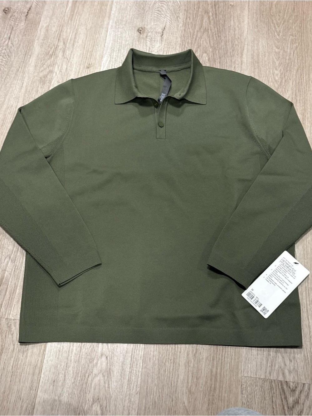 Lululemon Men's  Venture Long Sleeve Knit Polo Shirt Olive Green Size M NWT